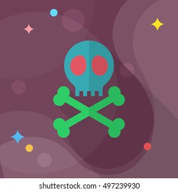 Skull icon , Vector flat long shadow design.