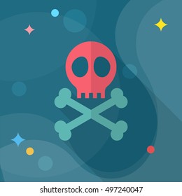 Skull icon , Vector flat long shadow design.
