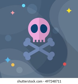 Skull icon , Vector flat long shadow design.