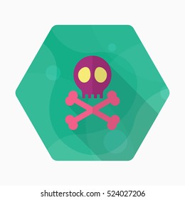 Skull icon , Vector flat long shadow design.