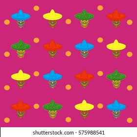 Skull icon vector with sombrero background 
