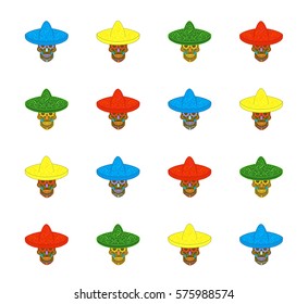 Skull icon vector with sombrero background 