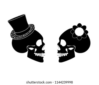 Skull Icon Wedding Couple Background