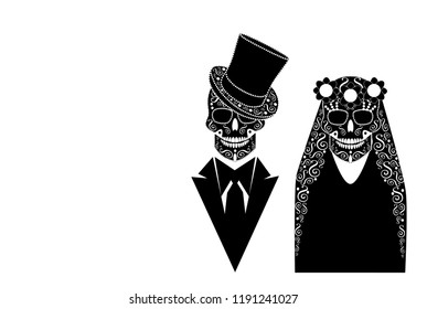 Skull icon wedding couple background