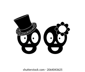 Skull Symbol Hochzeitspaar, Hintergrund, schwarz-weißer Farbe 