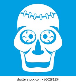 Skull icon white isolated on blue background vector illustration