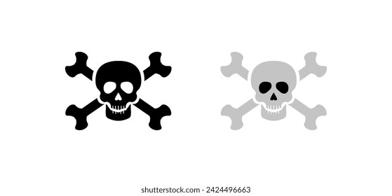 Skull icons. Death icons. Silhouette and flat style. Vector icons