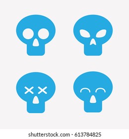 Skull icons in flat style. Death symbol. Warning sign, horror emblem isolated on white background for graphic and web design, logo. EPS10