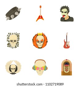 Skull icons set. Cartoon set of 9 skull vector icons for web isolated on white background