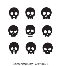 Skull icons. vector isolate on white background.