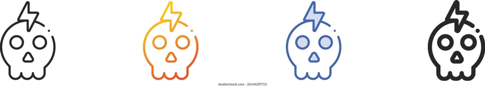 skull icon.Thin Linear, Gradient, Blue Stroke and bold Style Design Isolated On White Background
