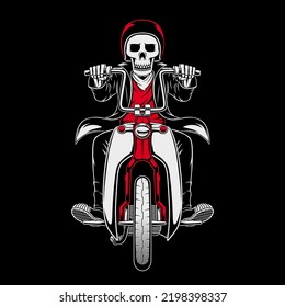 skull illustration of a classic custom motorbike rider. file format in eps format