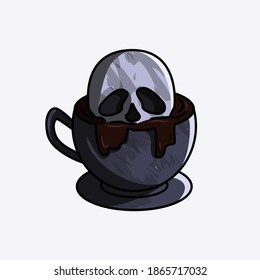 
skull illustration in coffee. suitable for clothes, stickers, mugs and more