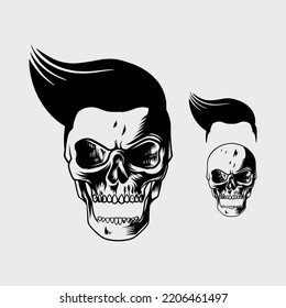 Skull Illustration With Cool Hairstyle