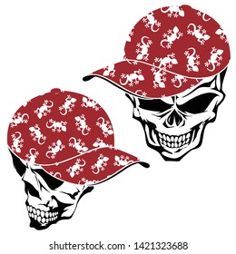 Skull illustration covered with a cap,