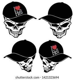 Skull illustration covered with a cap,
