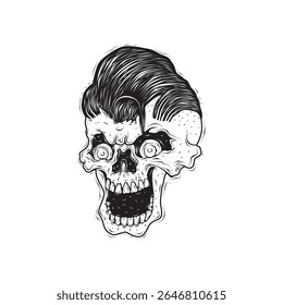 Skull illustration design with cool hairstyle. Suitable for icon, symbol, logo or other design elements