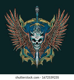 skull illustration design premium vector