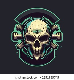 skull illustration, esports mascot, gaming logo template