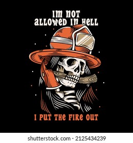 skull illustration as the firefighter