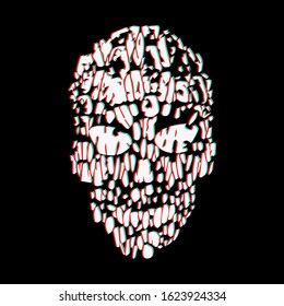 Skull illustration in the glitch style