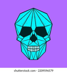 Skull Illustration hand drawn cartoon colorful vintage style vector
