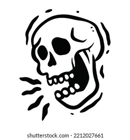 skull illustration hand drawn for design element.