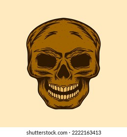 Skull Illustration hand drawn sketch colorful for tattoo, stickers, etc