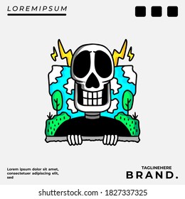 Skull illustration with hipster style. Vector graphics for t-shirt prints and other uses.