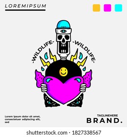 Ilustración de cráneo con estilo hipster. Gráficos vectoriales para impresiones de camisetas y otros usos.