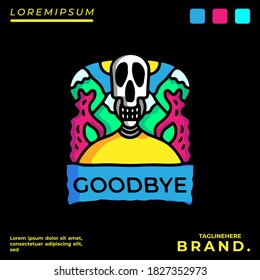 Skull illustration with hipster style. Vector graphics for t-shirt prints and other uses.
