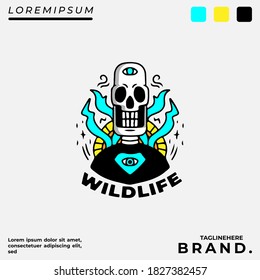 Skull-Illustration mit Hipster-Stil. Vektorgrafiken für T-Shirt-Ausdrucke und andere Verwendungszwecke.