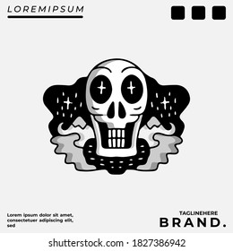 Skull illustration with hipster style. Vector graphics for t-shirt prints and other uses.