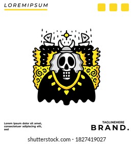 Skull illustration with hipster style. Vector graphics for t-shirt prints and other uses.