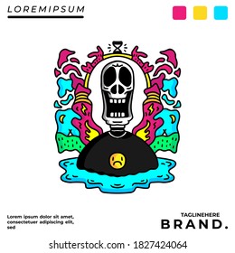Skull illustration with hipster style. Vector graphics for t-shirt prints and other uses.
