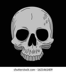 skull illustration in isolated black