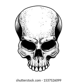 Skull illustration isolated on white background. Design element for logo, label, sign. Vector illustration