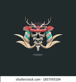 skull illustration logo with samurai hat