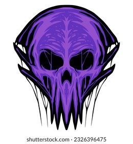 Skull illustration mascot logo halloween for merch and team design
