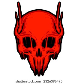 Skull illustration mascot logo halloween for merch and team design