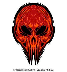Skull illustration mascot logo halloween for merch and team design