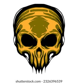 Skull illustration mascot logo halloween for merch and team design
