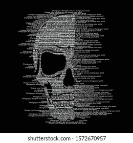 Skull illustration with message , tee shirt graphics, vectors, 