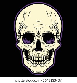 Ilustración del cráneo sobre un fondo oscuro