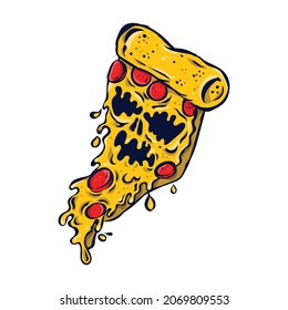 skull illustration with pizza theme