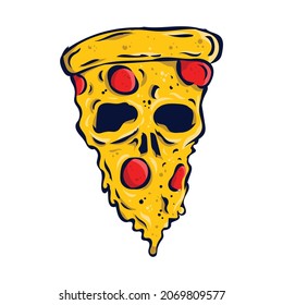 skull illustration with pizza theme