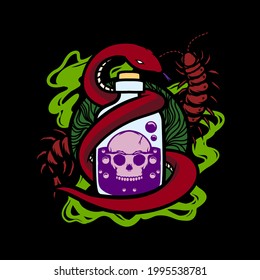 Skull illustration with poisonous animal