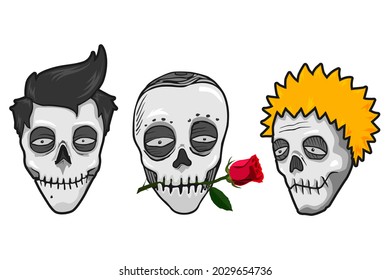 skull illustration in rock star style
young people who love music and entertainment
with a unique cartoon design and neat details
This design is suitable for logos, stickers, t-shirts, covers