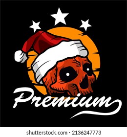 skull illustration with santa hat. suitable for the design of t-shirts, posters halloween, etc. eps file