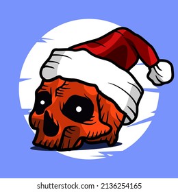 skull illustration with santa hat. suitable for the design of t-shirts, posters halloween, etc. eps file